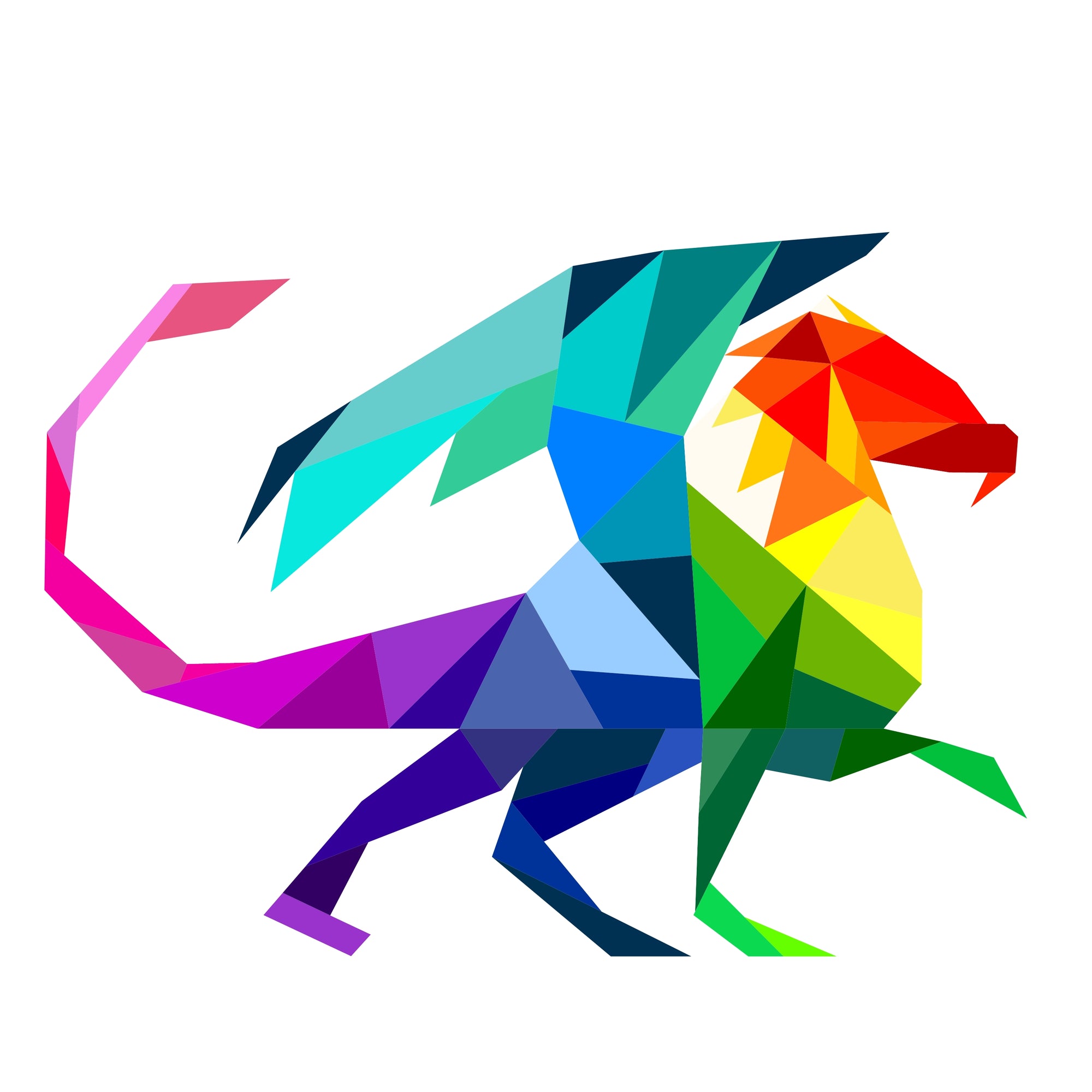 rainbow geometric dragon paper pieced pattern