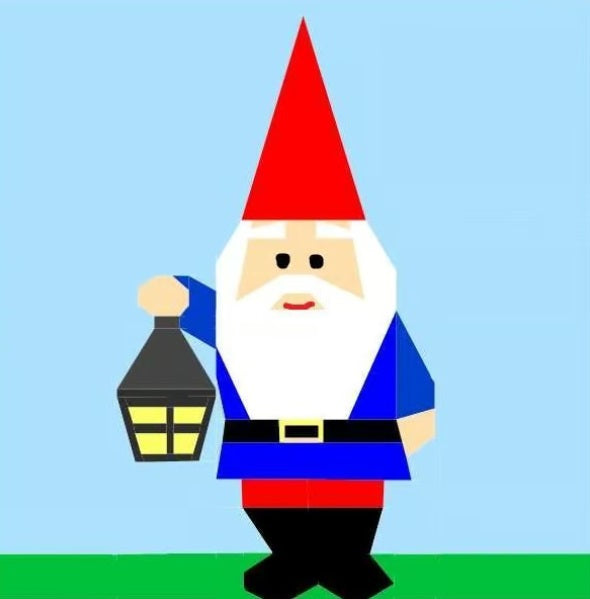 garden gnome holding a lantern foundation paper pieced pattern