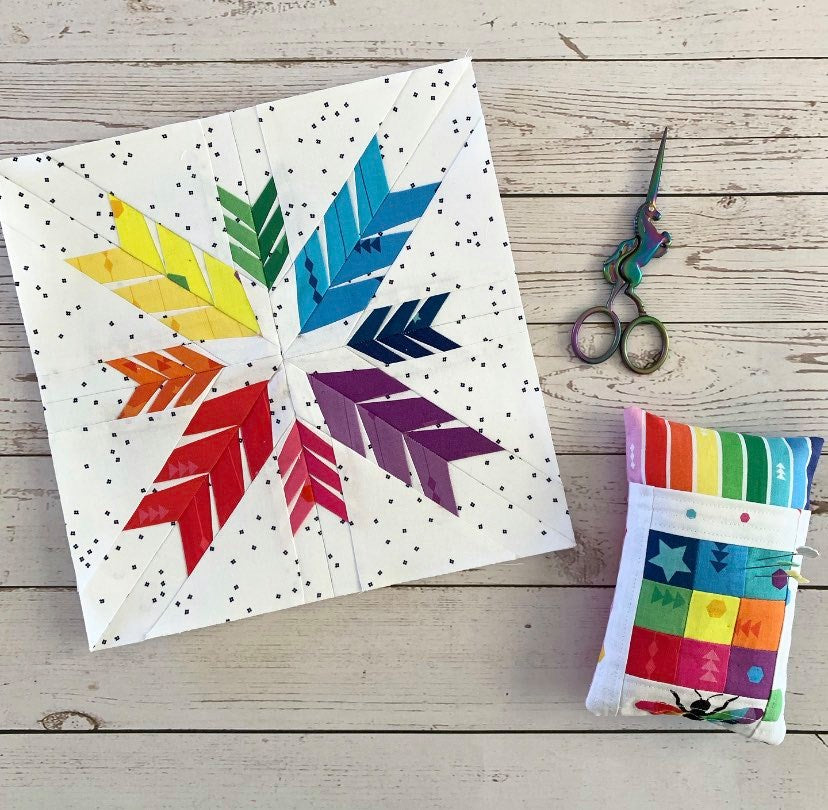 shoot for the stars arrow paper pieced pattern sewn in fabric