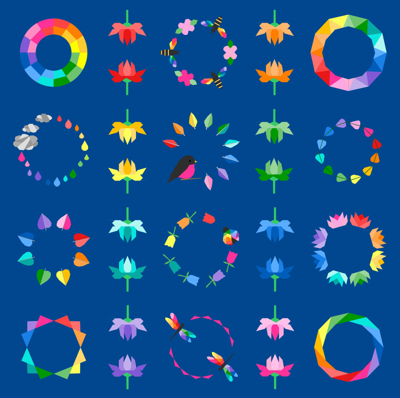 In The Garden Pattern Quilt navy